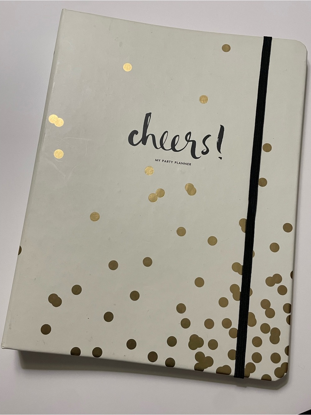 kate spade White Party Planner with Gold Dot Accents and Black Elastic
